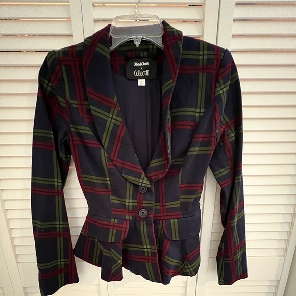 ModCloth x Collectif Plaid-Minded Blazer XXS - Picture 5 of 6